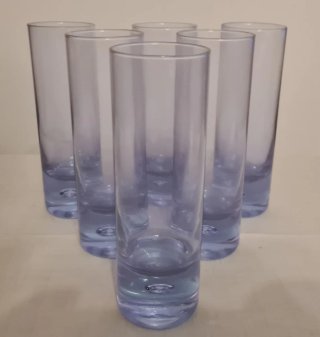 Set 6 Bicchieri Vintage Vetro Blu Anni 70 nuovi