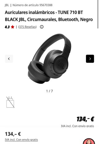 Auriculares Inalámbricos JBL Tune 710BT Negros