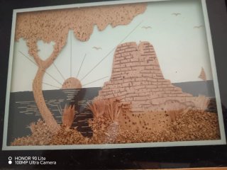 Quadretto paesaggio sughero e legno