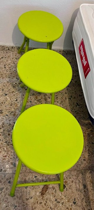 3 Banquetas Plegables Metálicas Verdes