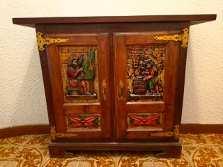 Recibidor antiguo de madera con espejo – Vintage