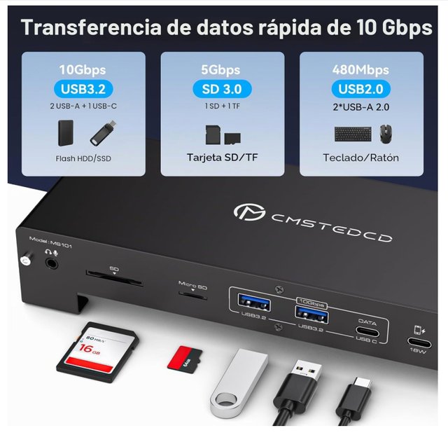 Estación de Carga USB-C CMSTEDCD 15 en 1