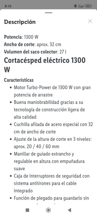 Cortacésped Parkside Eléctrico