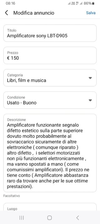 Amplificatore Sony LBT-D905 Nero