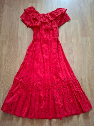 Vestido rojo Benetton con volantes