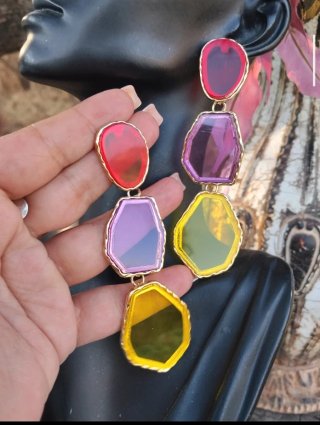 Pendientes largos piedras colores