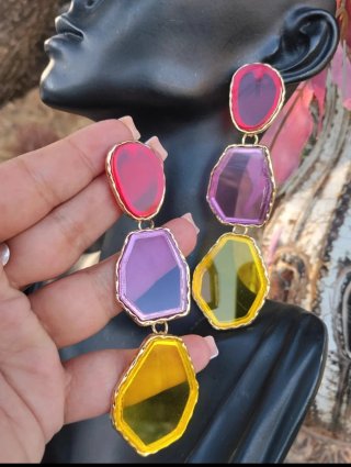Pendientes largos piedras colores