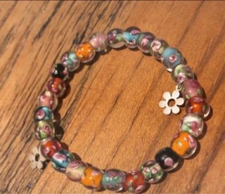 Pulsera Murano Cristal Multicolor Flor Plata
