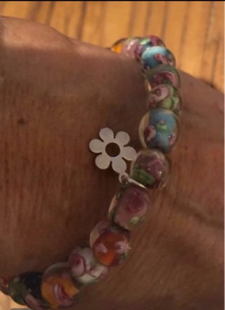 Pulsera Murano Cristal Multicolor Flor Plata