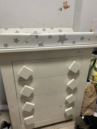 Cambiador bebé estrellas gris y blanco