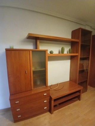 Mueble TV madera y cristal
