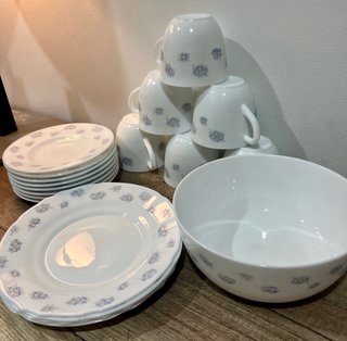Set Arcopal Clesa Vajilla Flores Azules