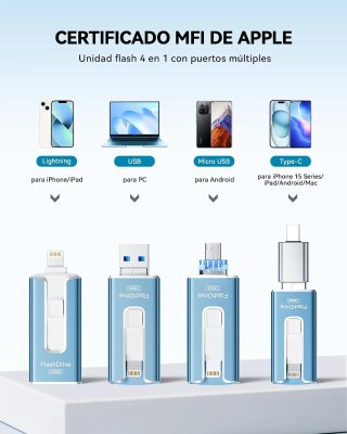 Pendrive 256GB para iPhone | 4 en 1 | Lightning