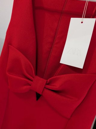 Vestido Zara Rojo Lazo