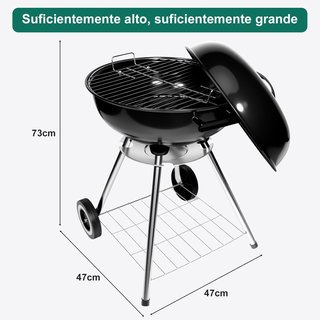 Barbacoa portátil negra con ruedas