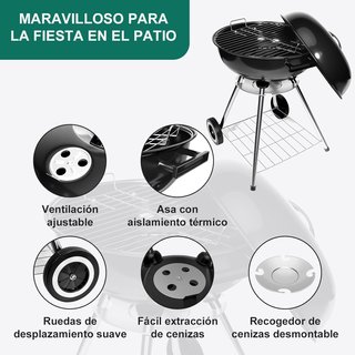 Barbacoa portátil negra con ruedas