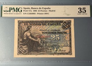 25 Pesetas 1906 España PMG 35