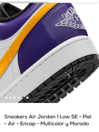 Air Jordan 1 Low SE Lakers Piel Talla 45.5 Nuevas