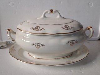 Zuppiera  più piatto ovale grande vintage porcella