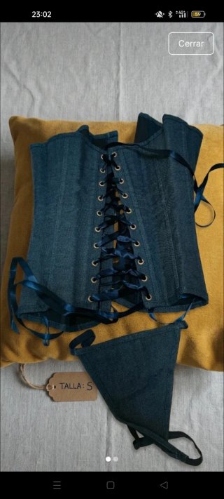 Corsé y braguita azul vaquero Talla S