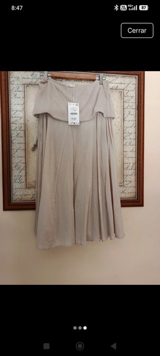 Falda gasa beige