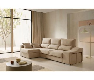 Sofá modular beige de tela
