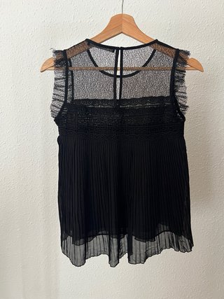 Blusa Zara Negra Encaje Talla XS
