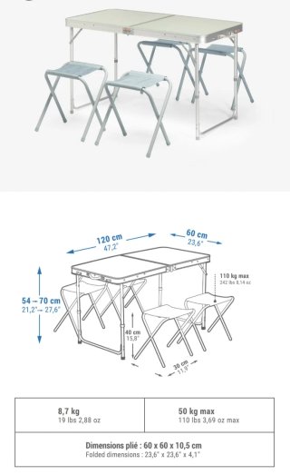 Mesa de camping plegable