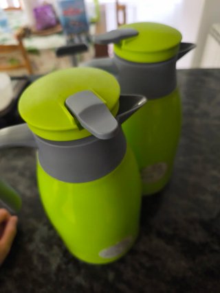 2 Termos Verdes con Tapa verde y gris