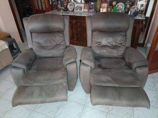 2 Sillones de antelina Gris.