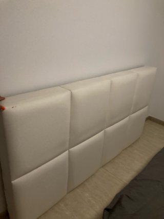 Cabecero de cuero blanco vintage