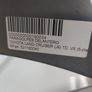 PARAGOLPES DELANTERO TOYOTA LAND CRUISER (J9) TD  VX (5-ptas.) (KZJ95)