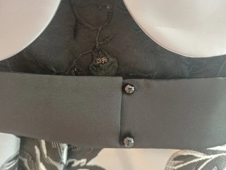 Vestido de fiesta seda gris y negro