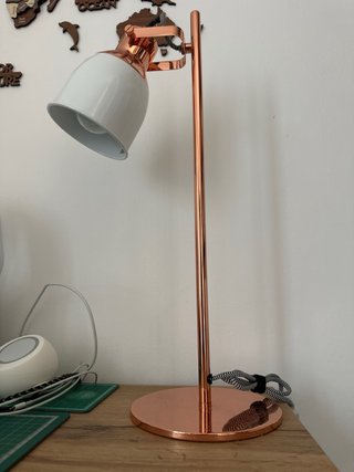 Lámpara Escritorio Bronce y Blanca