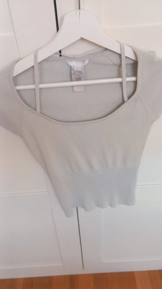 Conjunto Mango Top y Cárdigan Gris Verdoso