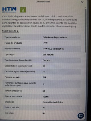 NUEVO Calentador gas estanco HTW 12L A ESTRENAR