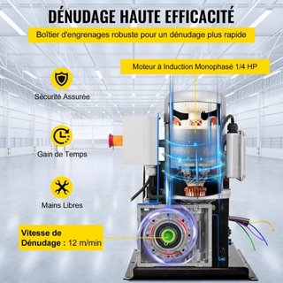 Máquina Automática de Desforre de Cables 1.5-38MM 370W de Diferentes Metales con 10 Cuchillas Desforradora Eléctrica de Cables 15 M/Min