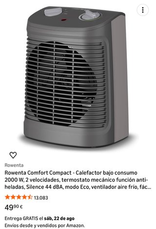 Calefactor Rowenta Comfort Compact 2000W