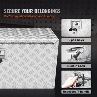 Caja de Camión Inferior, Caja de Almacenamiento para Pickup de 36"×24"×24", Caja de Herramientas de Aluminio de Placa de Diamante de Alta Resistencia con Cerradura y Llaves, Caja de Almacenamiento...