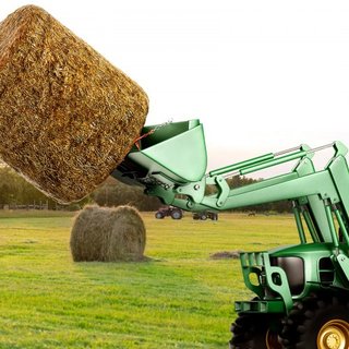 39" Hay Spear, Bale Spears 1600lbs Loading Capacity, Skid Steer Loader Tractor Bucket Attachment with 2pcs 17.5" Stabilizer Spears and 60" Chain, Quick Attach Spike Forks