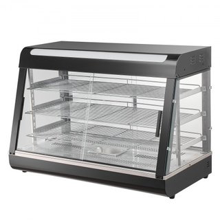 Exhibidor de Comida Caliente Comercial de 3 Niveles, Calentador de Exhibición de Comida de 1500W con Luz, Estante Ajustable y Pantalla de Temperatura, 30℃~85℃ Calentamiento por Vapor, 130L para Ha...