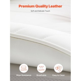 Silla de Oficina Reclinable con Reposapiés, Silla de Oficina Ancha de PU de Alta Resistencia, Sillas Ejecutivas Grandes y Altas con Soporte Lumbar, Base de Metal Fuerte, Ruedas Silenciosas, Blanca