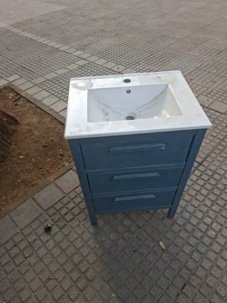 Mueble de lavabo azul con cajones