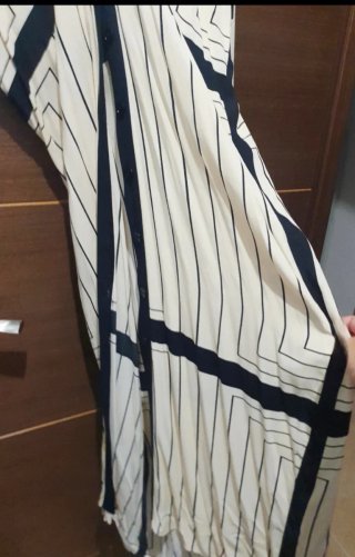 Vestido Zara Rayas Beige y Negro Talla S