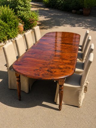 Mesa Comedor Nogal Extensible + 8 Sillas