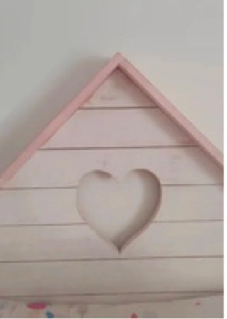 Cabecero infantil madera corazón rosa