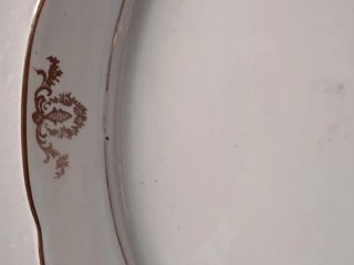 Piatto ovale porcellana vintage decorato oro