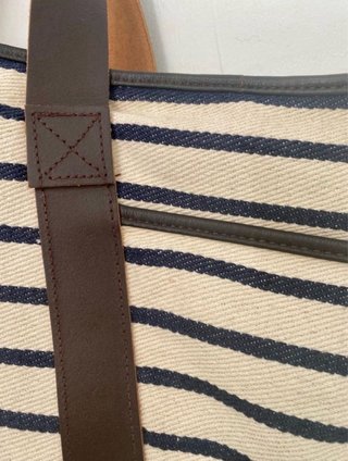 Bolso tote rayas cuero