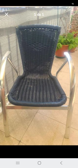 2 Sillas Terraza Metal Mimbre Negro