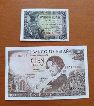 Lote 2 billetes antiguos españoles